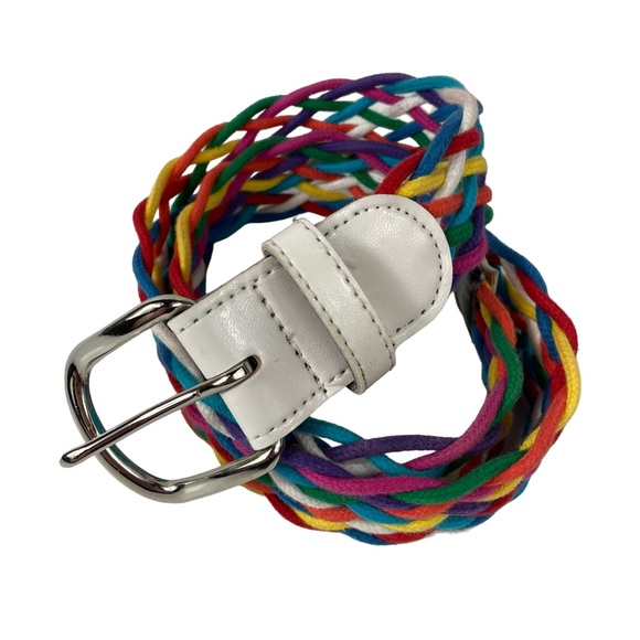 Vintage Rainbow Braided Pride USA Made Belt With Buckle Medium Large M/L LGBTQ+ - Picture 9 of 12
